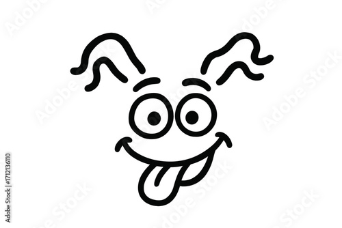 April Fools Day funny face hand-drawn lettering with playful tongue out expression isolated on white background, humor design element for greeting card, poster, prank celebration vector illustration
