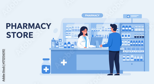 Banner flat design for pharmacy store