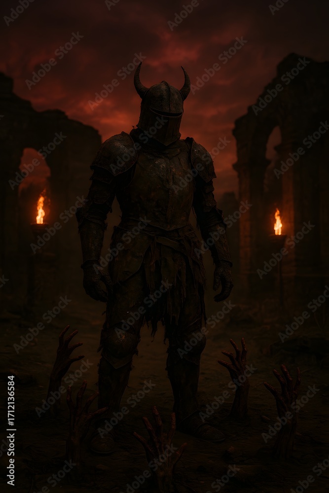 Fototapeta premium The Jack-o'-Lantern Stalker A Terrifying Night Stroll