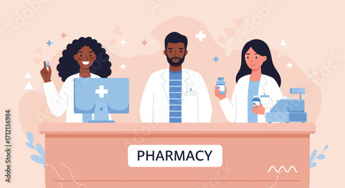 Vector illustration pharmacist profession