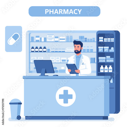 Vector illustration pharmacy store