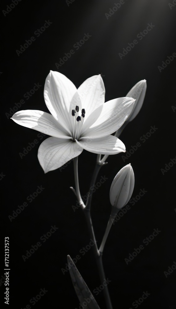 Obraz premium Monochrome blooms, stark contrast; dramatic shadows , high key, home decor