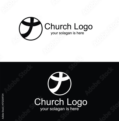  A simple, clean, and modern church logo showcasing a cross within a circle, a universal emblem of faith and community.
