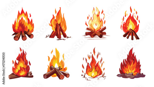 Burning Flame Emoji Cartoon Illustration - Campfire Hot Image