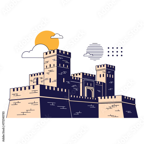 Discover the ancient secrets of this magnificent medieval fortress standing tall against the bright sunny sky