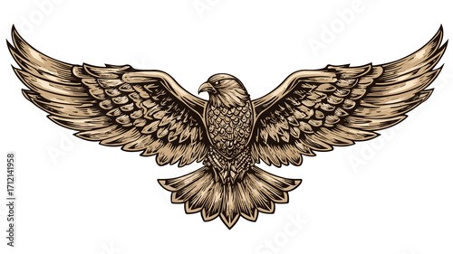Flying Eagle Logotype Mascot Engraving Style Illustration for Creative Designs