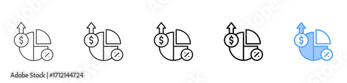 Profit Margin Icon Different Style Outline Collection Set 