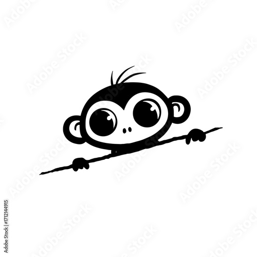 Macaque. Macaque simple black and white line art vector logo