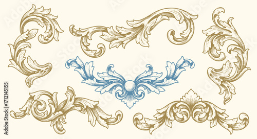 flourish vignette scroll victorian deco swirl arabesque damask calligraphic ornamental royal