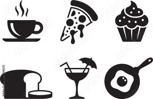 Delicious food icons offer tasty meal inspiration