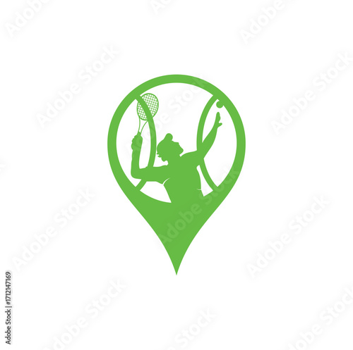 Tennis and tennis player hits the ball with a tennis racket, logo template.