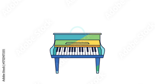 Colorful Piano Illustration with Keys and Stand.