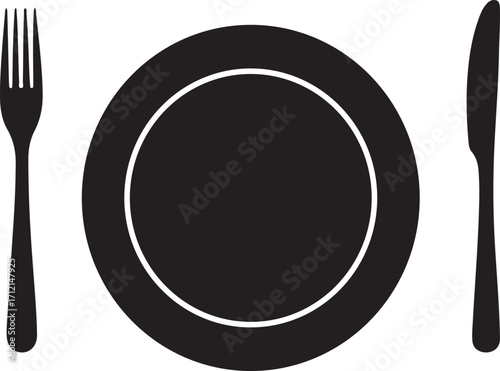 Plate,Utensil ,Cutlery icon Silhouette Vector Set, Spoon Black Icon,Cutlery Vector Silhouette Icon Set black daining set icon