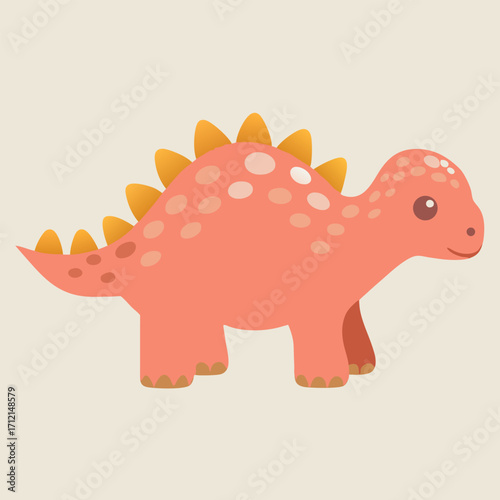 Cute cartoon stegosaurus dinosaur illustration
