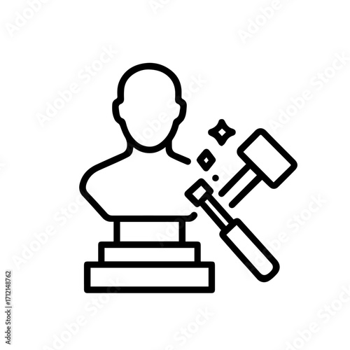 Line icon sculpture workshop vector on a white background Vector icon on a white background