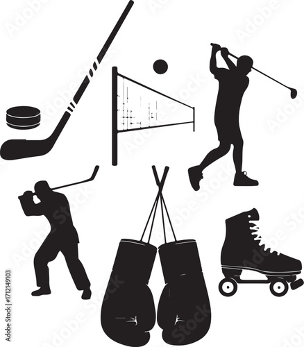 Dynamic sports icons capture active lifestyle and competition
