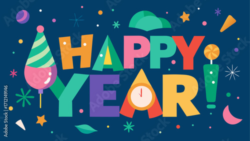 Happy new year celebration with decorations