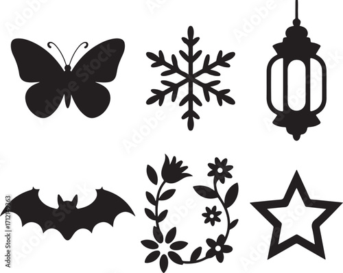 Diverse silhouette icons for creative design projects