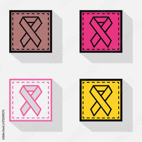 Four colorful awareness ribbons in square patches
