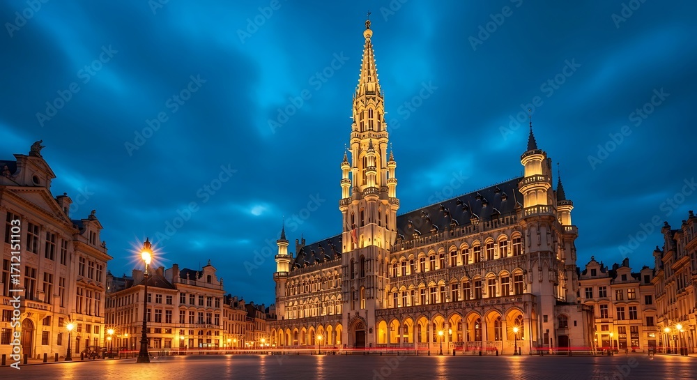 Obraz premium Belgian Grand Place at Night.