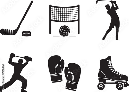 Dynamic sports icons for active lifestyle and fitness