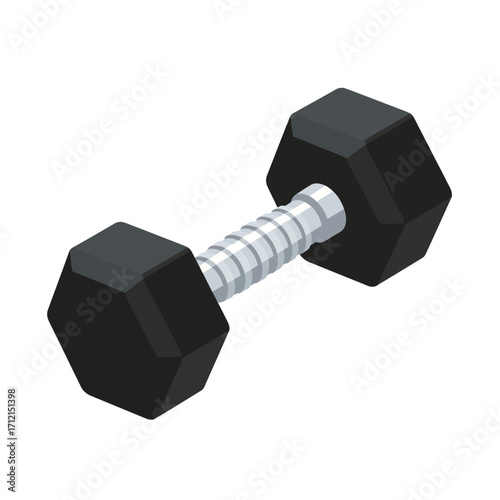 Weightlifting Dumbbell - Clean Flat Vector Illustration for Fitness Training