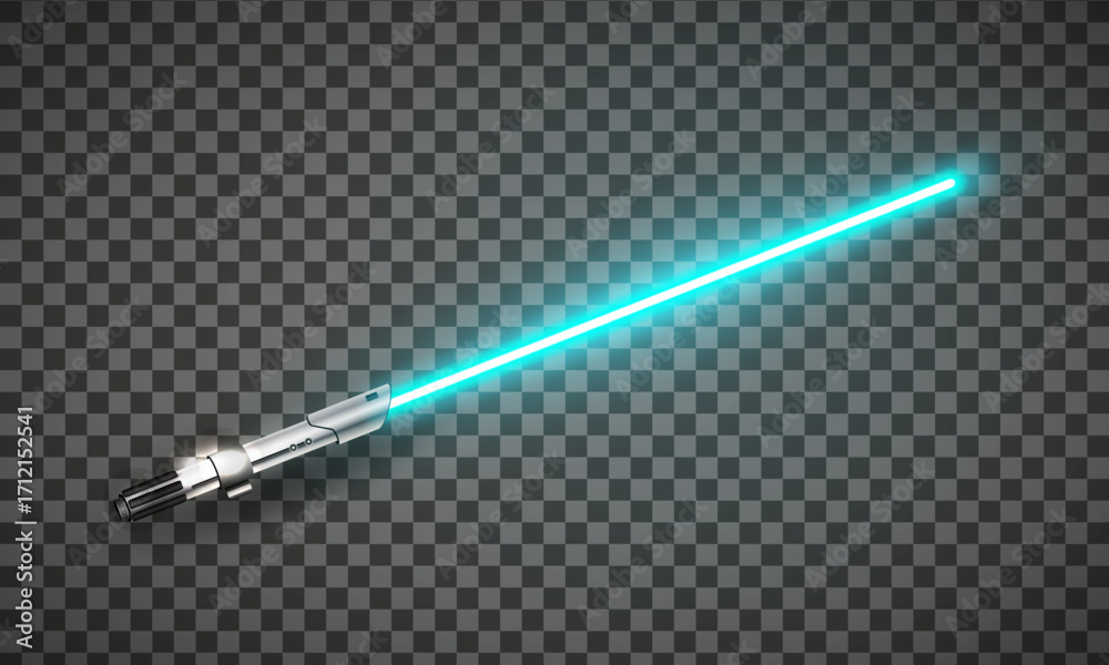 Naklejka premium New realistic design purple light sabre on transparent background. Technology modern concept. Vector illustration