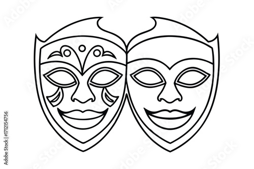 Different Mask silhouette vector with white background. Masquerade vector for apps or web party superhero carnival villain or burglar icon in flat. 
costume eye mask hidden person face.