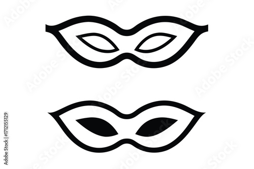 Different Mask silhouette vector with white background. Masquerade vector for apps or web party superhero carnival villain or burglar icon in flat. 
costume eye mask hidden person face.