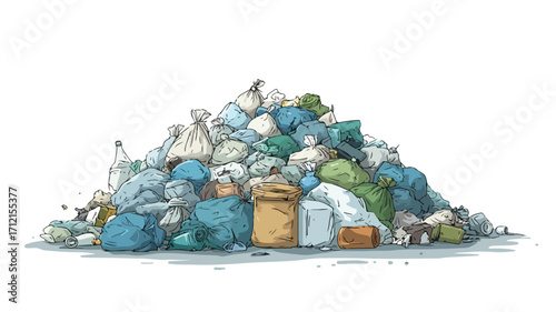 Creative Pile of Garbage Illustration Design Art on Background