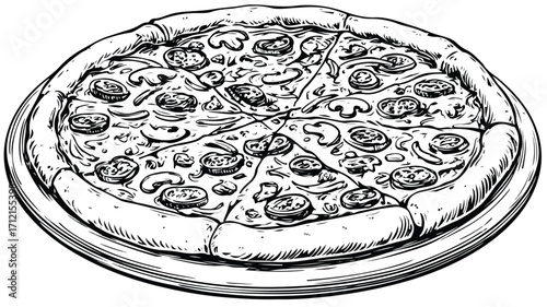 Sleek Black and White Pizza Icon Vector for Graphic Designers and Marketing Materials