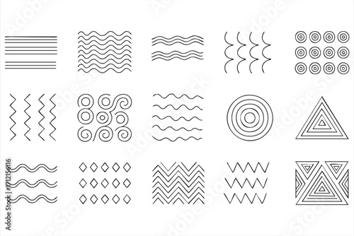 Vector illustration of geometric and abstract line icons for design and background themes