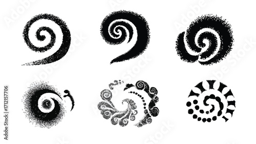 Beautiful Hand-Drawn Decorative Spiral Patterns Collection for Design Projects