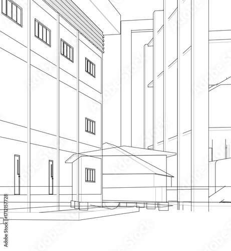 3D illustration of industrial project
