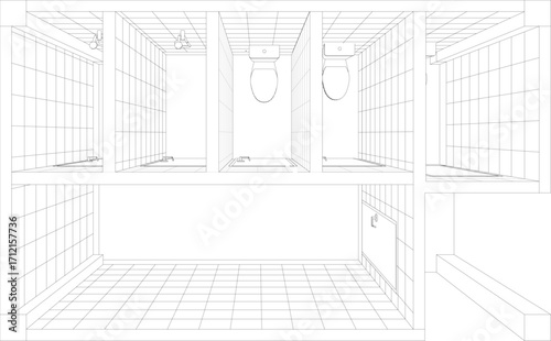 3D illustration of toilet and bathroom