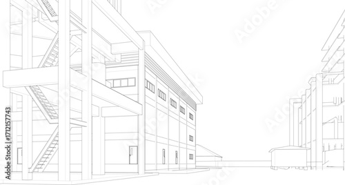 3D illustration of industrial project