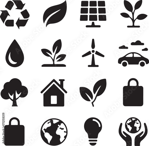 Eco friendly icons for sustainability and green living