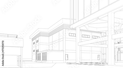 3D illustration of industrial project