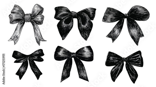 Elegant Black Ribbon Bows Vector Illustration for Design Projects