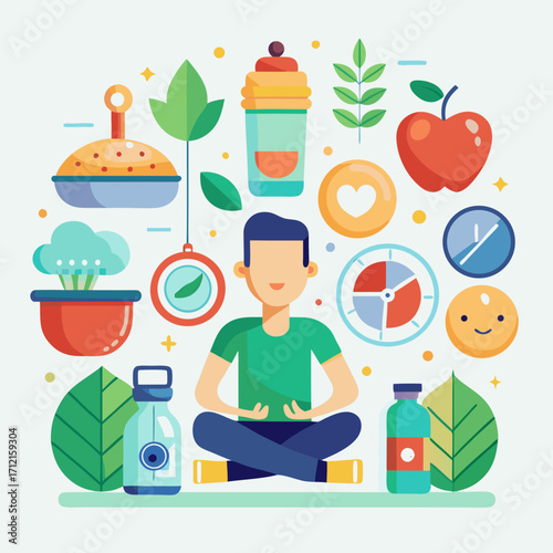 Healthy lifestyle and mindfulness concept with person meditating