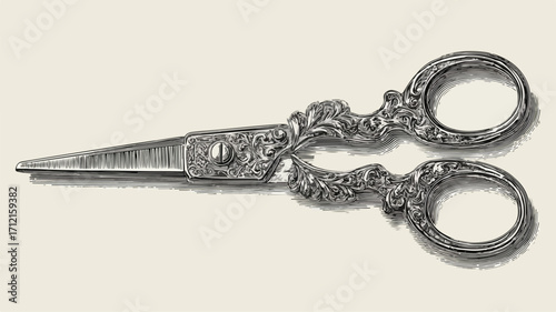 Vintage Tailor Scissors Engraving Craft Tool for Design Projects
