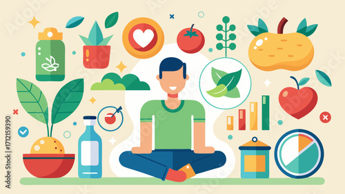 Healthy lifestyle and wellness concept with person meditating