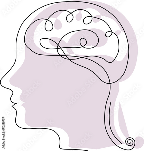 Explore the complexities of the human mind with this dynamic head silhouette, perfect for mental health campaigns and introspective designs that capture deep thought
