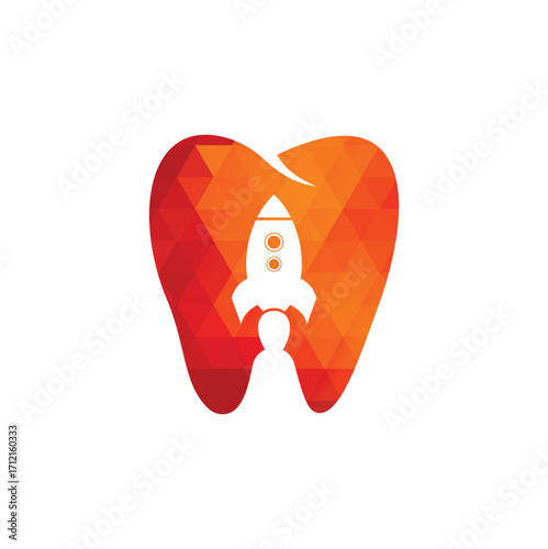 Rocket dental logo. Tooth and rocket logo combination. Dental and airplane symbol or icon