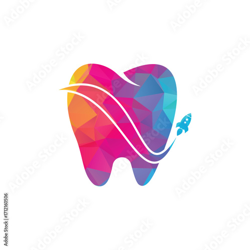Rocket dental logo. Tooth and rocket logo combination. Dental and airplane symbol or icon