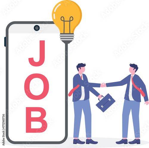 Vector illustration of job search, recruitment, workgroup and freelance with business people characters.

