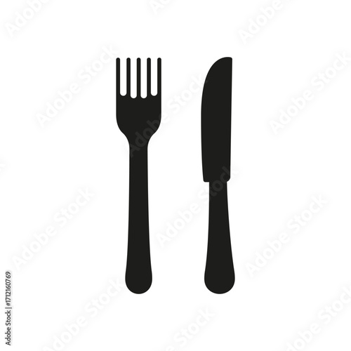 Fork And Knife Solid Icon. Dining And Culinary Utensils Silhouette Symbol. Eating, Restaurants, And Table Etiquette. Isolated Vector Illustration