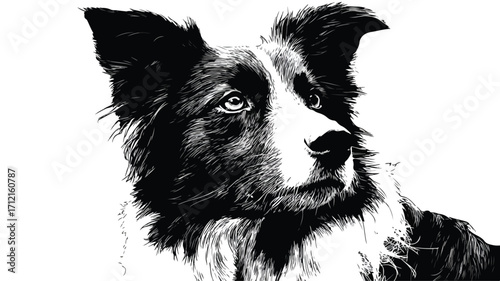 Professional Vector Isolated Sitting Border Collie