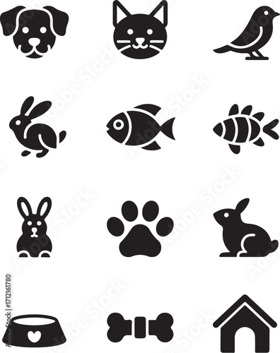 Cute pet icons for animal lovers and pet care
