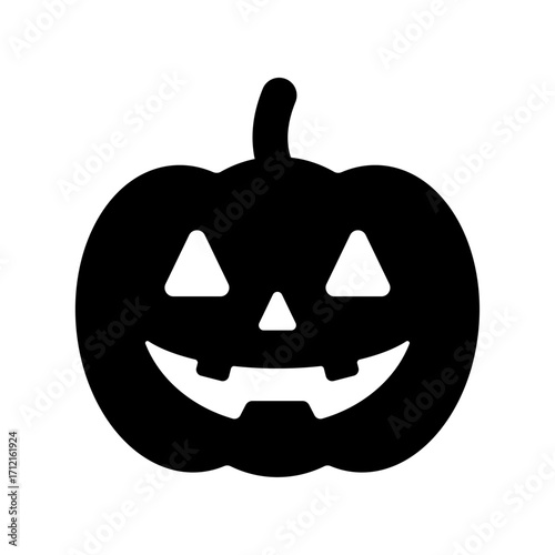 An illustration depicting a black icon of Halloween scary holiday attributes on a white background